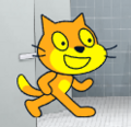 Nyan's first look, a simple recolor of the Scratch Cat.